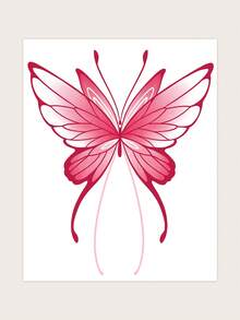 1 feuille Sticker de tatouages à motif papillon - Rouge - Voir 2