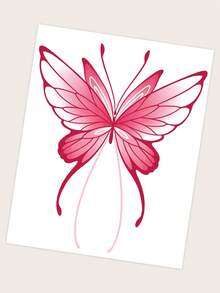 1 feuille Sticker de tatouages à motif papillon - Rouge - Voir 4