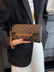 Túi phong bì có nắp hình học với vòng đeo tay - Cà phê nâu - Xem 3