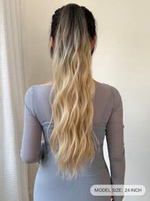 Body Wave Brown 24 Inch Long Ponytail Synthetic Hair Extension With Claw - Brown - View 3