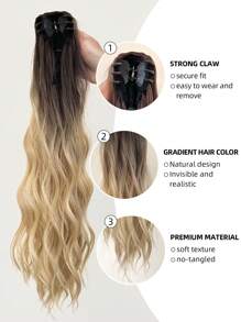 Body Wave Brown 24 Inch Long Ponytail Synthetic Hair Extension With Claw - Brown - View 6