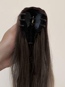 Body Wave Brown 24 Inch Long Ponytail Synthetic Hair Extension With Claw - Brown - View 7