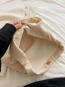 Bolso tote de hombro con diseño de parche de letra - Beis - Ver 5