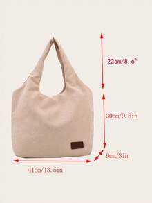 Bolso tote de hombro con diseño de parche de letra - Beis - Ver 6