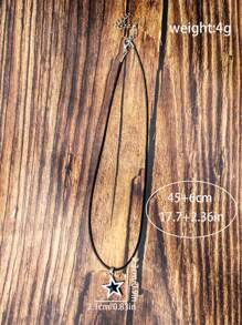 ROMWE Grunge Punk 1入組時尚鋅合金星星水鑽吊墜項鍊適合女士日常裝飾