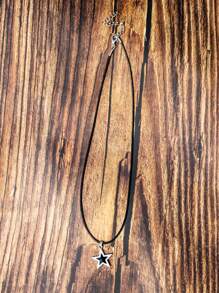 ROMWE Grunge Punk 1入組時尚鋅合金星星水鑽吊墜項鍊適合女士日常裝飾