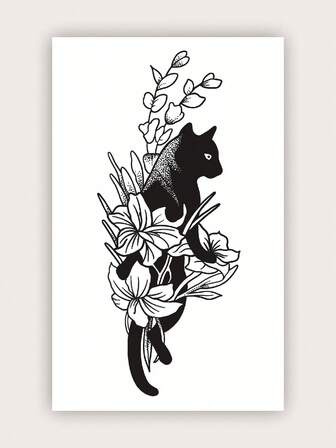 1張貓樣式紋身貼紙