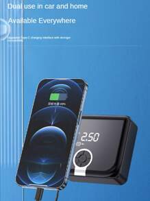 5000mAh Car Air Compressor Electric Wireless Portable Tire Inflator Pump for Motorcycle Bicycle Boat AUTO Tyre Balls - Black - View 8