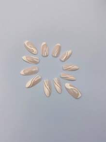 24入組楔形彩色方塊全套假指甲，按壓式指甲，美甲用品讓您瞬間升級造型 - 彩色 - 查看 3