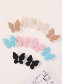 bilicaca 10 cái Kẹp tóc trang trí hình bướm & ngọc trai giả cho bé gái để trang trí tóc - Nhiều màu - Xem 1