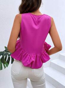 Chiquease Áo khoác và áo lót dành cho xe tăng nữ Nút Viên lá sen màu trơn Dễ thương - Màu Hồng Tươi - Xem 2