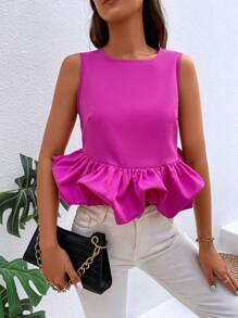 Chiquease Áo khoác và áo lót dành cho xe tăng nữ Nút Viên lá sen màu trơn Dễ thương - Màu Hồng Tươi - Xem 4