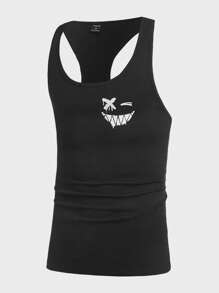Manfinity LEGND Hombres Top tank con estampado de dibujos animados - Negro - Ver 3