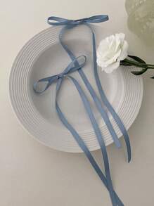 DAZY 2 件装女士纯色蝴蝶结装饰时尚发夹休闲情人节爪夹发夹发夹 - 藍色 - 查看 3