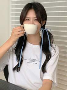 DAZY 2 件装女士纯色蝴蝶结装饰时尚发夹休闲情人节爪夹发夹发夹 - 藍色 - 查看 4