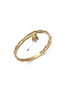 Nhẫn thiết kế dây chuyền bạc trang trí bằng đá khối Zirconia - Vàng - Xem 3