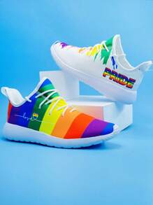 Sporty Sneakers For Men, Colorblock Lace-up Front Running Shoes - Multicolor - View 1