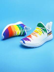 Sporty Sneakers For Men, Colorblock Lace-up Front Running Shoes - Multicolor - View 4