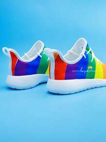 Sporty Sneakers For Men, Colorblock Lace-up Front Running Shoes - Multicolor - View 5