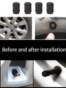 4入組鋁合金汽車輪胎氣門嘴蓋 - 黑色 - 查看 2