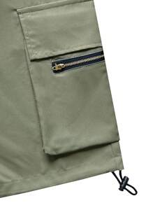 Manfinity Homme Men Loose Flap Pocket Side Drawstring Waist Cargo Shorts - Army Green - View 4