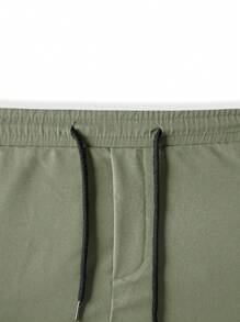 Manfinity Homme Men Loose Flap Pocket Side Drawstring Waist Cargo Shorts - Army Green - View 5