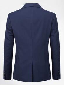 CLOUDSTYLE 男士西裝領翻蓋細節西裝外套和背心和褲子套裝套裝 - 藏蓝色 - 查看 2