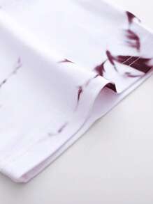 Manfinity LEGND Men Tie Dye Letter Graphic Tee, Pink And White Graphic Tee Men, Drop Shoulder Printed Tshirt For Men, Light Pink Graphic Shirt - Red and White - View 3