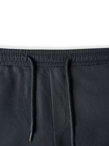 Manfinity Homme Men Flap Pocket Side Drawstring Waist Cargo Shorts - Black - View 5