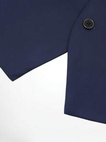 CLOUDSTYLE 男士西裝領翻蓋細節西裝外套和背心和褲子套裝套裝 - 藏蓝色 - 查看 3