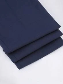 CLOUDSTYLE 男士西裝領翻蓋細節西裝外套和背心和褲子套裝套裝 - 藏蓝色 - 查看 5