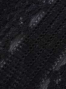 Manfinity RSRT 男士素色前排扣蕾絲襯衫 - 黑色 - 查看 5