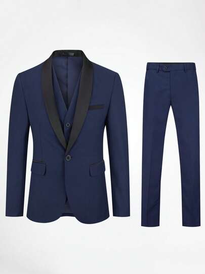 CLOUDSTYLE Männer Blazer mit Schalhals, & Weste & Hose