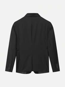 CLOUDSTYLE Men Lapel Neck Flap Detail Blazer & Vest & Pants Suit Set - Black - View 3