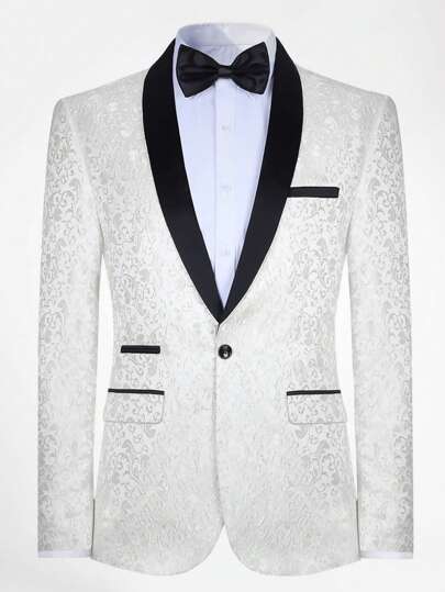 CLOUDSTYLE Hombres Blazer en contraste de cuello esmoquin