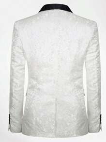 CLOUDSTYLE Hombres Blazer en contraste de cuello esmoquin - Beis - Ver 2