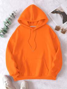 INAWLY Sudadera con capucha forrada térmicamente con bolsillo canguro y cordón, para invierno