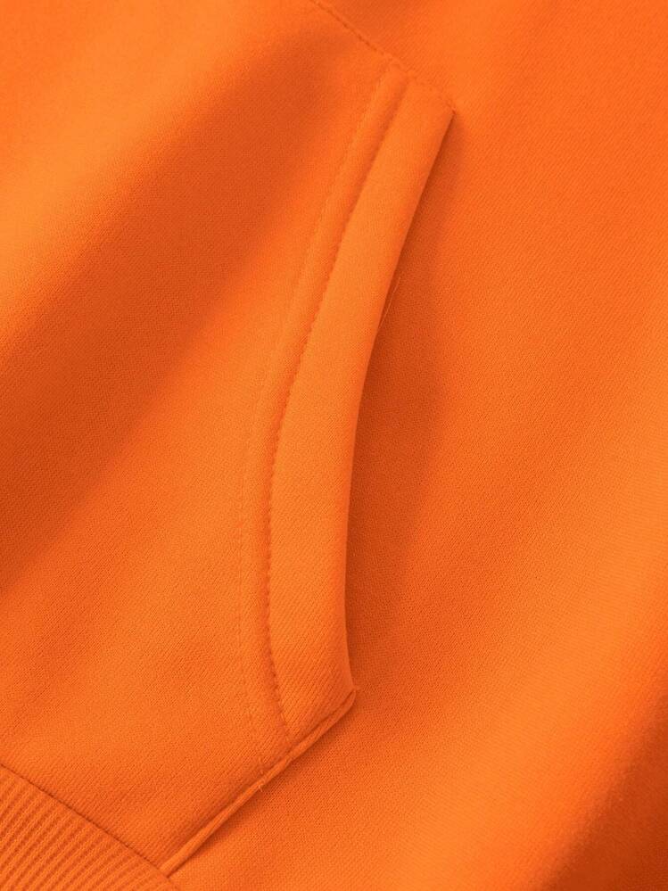 INAWLY Plus Size Pocket Drawstring Thermal Lined Sweatshirt, For Winter Fall Autumn - Orange - View 7