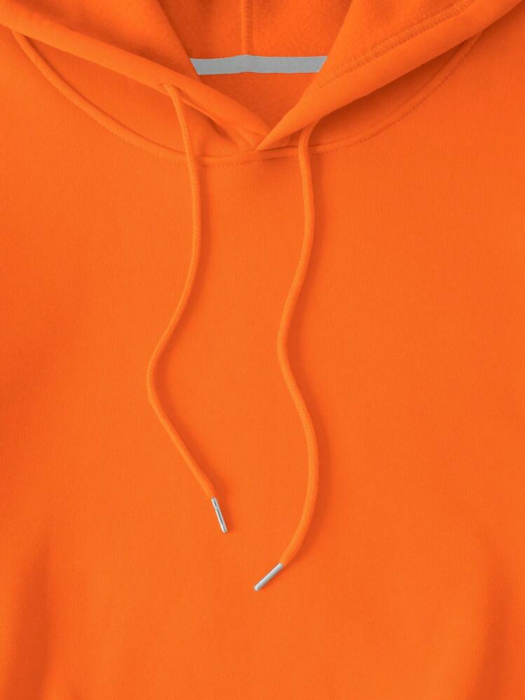 INAWLY Plus Size Pocket Drawstring Thermal Lined Sweatshirt, For Winter Fall Autumn - Orange - View 8