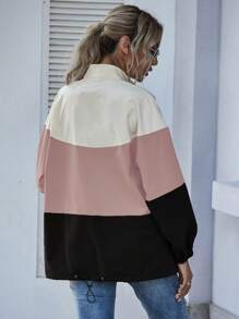 SHEIN LUNE Colourblock Zip-Up Windbreaker Jacket - Multicolor - View 2