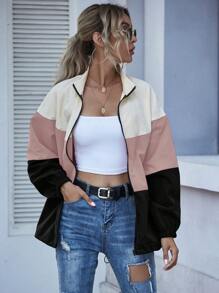 SHEIN LUNE Colourblock Zip-Up Windbreaker Jacket - Multicolor - View 3