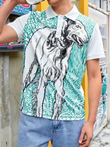 Manfinity Men Animal Print Polo Shirt - Multicolor - View 1