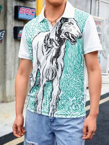 Manfinity Men Animal Print Polo Shirt - Multicolor - View 3