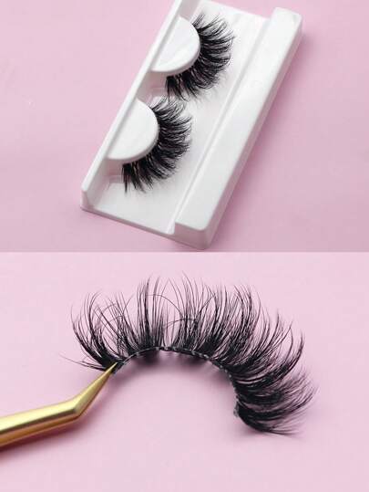 1 Pair 15mm False Eyelashes, Fluffy Faux Mink False Eyelashes Natural Curling Cute Fake Eyelashes
