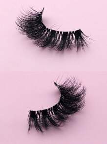 1 对 15 毫米假睫毛，蓬松仿貂皮假睫毛自然卷曲可爱假睫毛 - 黑色 - 查看 5