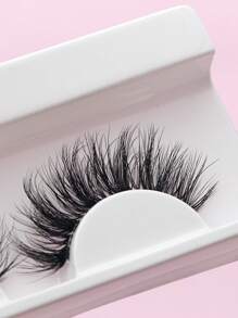 1 对 15 毫米假睫毛，蓬松仿貂皮假睫毛自然卷曲可爱假睫毛 - 黑色 - 查看 6