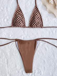 Swim Chiccia 鏤空掛脖三角杯比基尼泳裝附沙灘裙