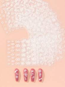 20 tờ Nhãn dán móng tay nghệ thuật họa tiết hoa DIY - trắng - Xem 1