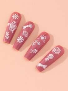 20 tờ Nhãn dán móng tay nghệ thuật họa tiết hoa DIY - trắng - Xem 3