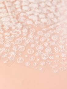 20 tờ Nhãn dán móng tay nghệ thuật họa tiết hoa DIY - trắng - Xem 4